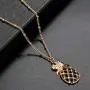 Lux Accessories Gold Tone Cutout Tropical Fruit Pineapple Pendant Necklace