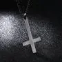 PAURO Mens Stainless Steel Inverted Cross Necklace Pendant with Chain 22 Inches, Black Gold Silver PAURO Mens Stainless Steel Inverted Cross Necklace Pendant with Chain 22 Inches, Black Gold Silver