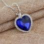 AILUOR Titanic Heart of The Ocean Neckalce, Royal Blue Crystal Created Sapphire Pendant with Silver Plated Necklace Jewelry