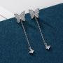 Mints Sterling Silver Butterfly Earring Cubic Zirconia Dangle Earrings Drop Jewelry for Women