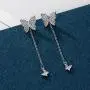 Mints Sterling Silver Butterfly Earring Cubic Zirconia Dangle Earrings Drop Jewelry for Women