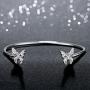 Greendou Fashion Jewelry 925 Sterling Silver Plated Double Butterflies Open Cuff Bangle Bracelet for Women and Girls