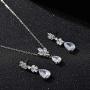 SWEETV Teardrop Wedding Bridal Jewelry Set for Brides Bridesmaid, Crystal Pendant Necklace Drop Dangle Earrings Set for Women