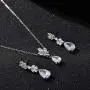 SWEETV Teardrop Wedding Bridal Jewelry Set for Brides Bridesmaid, Crystal Pendant Necklace Drop Dangle Earrings Set for Women