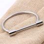 QEPOL Stainless Steel D Shape Bar Screw Shackle Horseshoe Novelty Fashion Bangle Bracelet Jewelry Unisex Couple gift