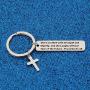 WUSUANED Bible Verse Jewelry She is Clothed with Strength and Dignity Cross Keychain Inspirational Jewelry Gift for Christian