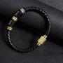 Stainless Steel Sracelet Mens Bracelet Leather with Golden Magnetic Clasp