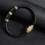Stainless Steel Sracelet Mens Bracelet Leather with Golden Magnetic Clasp Stainless Steel Sracelet Mens Bracelet Leather with Golden Magnetic Clasp
