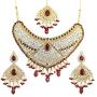 Touchstone Indian Bollywood Handcrafted Traditional Royal Mughal Kundan Polki Meenakari Enamel Colorful Wedding Designer Jewelry Long Necklace Set in Gold and Silver Tone for Women.