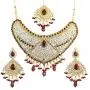 Touchstone Indian Bollywood Handcrafted Traditional Royal Mughal Kundan Polki Meenakari Enamel Colorful Wedding Designer Jewelry Long Necklace Set in Gold and Silver Tone for Women.