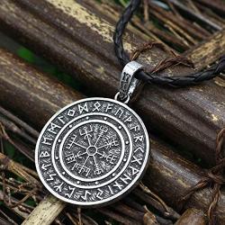 MLARK Handcrafted Norse Vikings Runes Amulet Pendant Celtic Pagan Pewter Viking Talisman Gift Necklace Jewelry for Men Unisex
