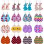Easter Earrings Leather Earrings for Women Girls Lightweight Happy Easter Bunny Earrings Holiday Egg Earrings Teardrop 16 Pairs