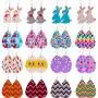 Easter Earrings Leather Earrings for Women Girls Lightweight Happy Easter Bunny Earrings Holiday Egg Earrings Teardrop 16 Pairs