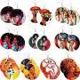 10 Pairs Round African Women Earrings Wooden Painted Earrings Ethnic Style Earring 10 Pairs Round African Women Earrings Wooden Painted Earrings Ethnic Style Earring