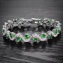 Herinos Women Platinum Plated Cubic Zirconia Tennis Bracelets Wedding Bridal Crystal Bangle
