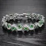 Herinos Women Platinum Plated Cubic Zirconia Tennis Bracelets Wedding Bridal Crystal Bangle