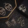 20 Pair Human Face Abstract Design Earrings Face Hand Earrings Hollow Hand Shaped Geometric Earrings