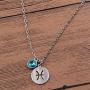 KUIYAI Stainless Steel Zodiac Sign and Birthstone Charm Necklace Bracelet