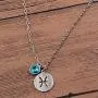 KUIYAI Stainless Steel Zodiac Sign and Birthstone Charm Necklace Bracelet