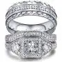 wedding ring set Two Rings His Hers Couples Matching Rings Womens 2pc White Gold Filled Square CZ Wedding Engagement Ring Bridal Sets & Mens Titanium Wedding Band wedding ring set Two Rings His Hers Couples Matching Rings Womens 2pc White Gold Filled Square CZ Wedding Engagement Ring Bridal Sets & Mens Titanium Wedding Band