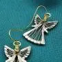 Silver Gold Two Tone Angel Dangle Earrings For Women Girls Christmas Gifts Alloy RareLove