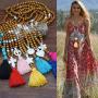 MJartoria Tassel Long Necklaces for Women Chain Necklace Handmade Turquoise Wood Beaded Necklace for Women Fashion Jewelry