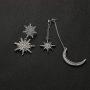 ORAZIO 4 Pairs Cubic Zirconia Moon Sun Star Earrings Exaggerated Punk Moon Dangle Drop Earrings Boho Statement Sun Star Earrings Retro Jewelry for Women Egirls