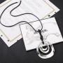 Long Pendant Necklaces Silver Pendant Natural Black Rope Chain Bohemian Necklace for Women Teens Girls with Gift Box
