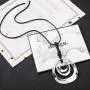 Long Pendant Necklaces Silver Pendant Natural Black Rope Chain Bohemian Necklace for Women Teens Girls with Gift Box