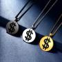 beautlace US Dollar Money Sign Necklaces Silver/18K Gold/Black Gun Plated Round Coin Dollar Pendant Jewelry for Men and Women KP0126