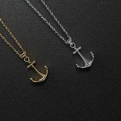 AK-SHIP Anchor Necklace, Newest Shape Design with High-Grade Stainless Steel 18inch【Pack of 2 | Golden & Silver 】