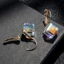 Cube Swarovski Crystal Drop Leverback Earrings for Women Fashion 14K Rose Gold Plated Hypoallergenic Jewelry