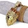 Aiyo Fashion Hip Hop Jewelry Crown Lion Head Pendant Iced Out Clear Rhinestones Curb Cuban Chain Stainless Steel Necklace