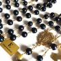 elegantmedical Black AAA+10mm Real Pearl BEADS GOLD ROSARY CROSS Necklace & box Catholic GIFTS