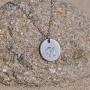 AOLO Personalized Birthstone Initial A Necklace Engraved Disc Danity Pendant Necklaces Silver