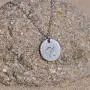 AOLO Personalized Birthstone Initial A Necklace Engraved Disc Danity Pendant Necklaces Silver