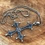 Gothic Jewelry Upside down inverted St Peter Cross Black Punk Rock Biker Heavy-Metal Fashion Satanic Protection Amulet Pewter Mens pendant necklace Charm for men women unisex w Silver Ball Chain