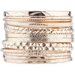 Lux Accessories Rose Gold Tone Aztec Etched Cased Multi Bangle Set of 15