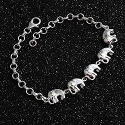 Shop LC 925 Sterling Silver Linked Elephants Bracelet Fashion Jewelry for Women Gifts for Her Size 7.25''