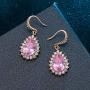 Swarovski Crystal Halo Teardrop Drop Dangle Earrings for Women 14K Rose Gold Plated Hypoallergenic Jewelry