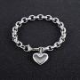 Jewelry Kingdom 1 Heart Charm Bracelet for Women Girls Silver Stainless Steel Chain Adjustable Valentines Day Jewelry Gift (Length of 7-11'')
