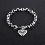 Jewelry Kingdom 1 Heart Charm Bracelet for Women Girls Silver Stainless Steel Chain Adjustable Valentines Day Jewelry Gift (Length of 7-11'') Jewelry Kingdom 1 Heart Charm Bracelet for Women Girls Silver Stainless Steel Chain Adjustable Valentines Day Jewelry Gift (Length of 7-11'')