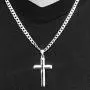 Sterling Silver Diamond Cut Thick Solid Cross Pendant 1.5'' Long Choose Your Color (Fit Upto 6mm Link Chain)