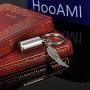 HooAMI Angel Wing Charm & Cylinder Memorial Urn Necklace Stainless Steel Cremation Jewelry