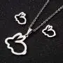 Lovely Hollow Bunny Rabbit Stud Earrings Necklace Sets Jewelry for Women Birthday Gift