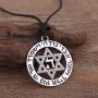 Jewish Symbol Star of David and Hebrew Letter HAY Pendant Necklace Jewelry for Men Women (Silver Tone and Cord)