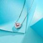RIMAYZI Platinum Plated Love Heart Crystal Pendant Necklaces for Women Birthday Jewelry Gifts for Women Mom Wife Couples Teen Girls 16”+2.4”
