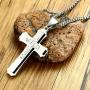 URDEAR Polished Stainless Steel Cross Pendant Necklace Gorgeous Jewelry Gifts for Men Women, 21 Chain