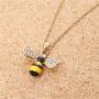 AILUOR Crystal Bumblebee Pendant Necklace, Cute Yellow Enamel Bee Drop Earrings Lovely Honey-Bee Animal Earrings Necklace Insect Dangle Drop Earrings Women Teen Girls Jewelry Sets