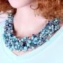 HAHA&TOTO Luxury Full Crystal Beaded Necklace for Women 2-Layers Knitting Fashion Statement Choker Necklace by Handmade Party Prom Jewelry 7 Colors
